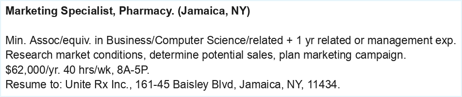 marketing specialist